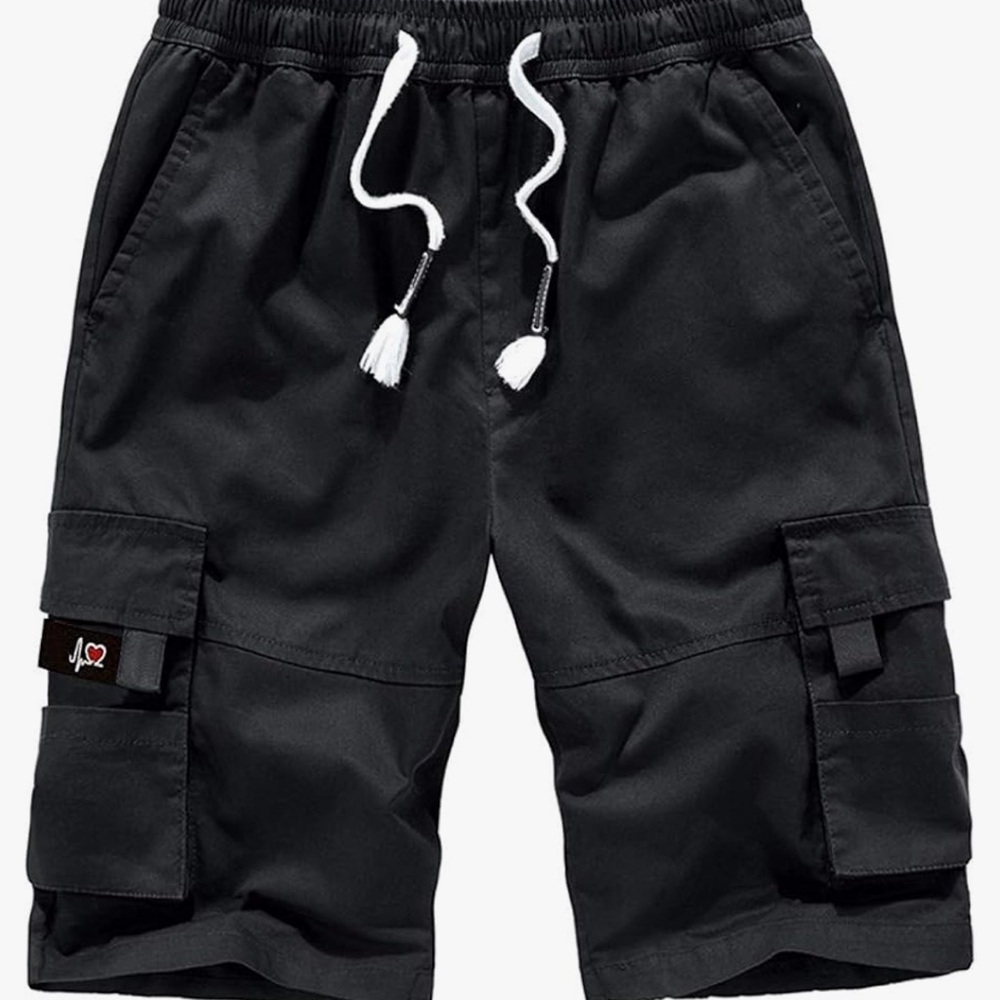 Amazon Black Cargo Shorts with Elastic Waistband